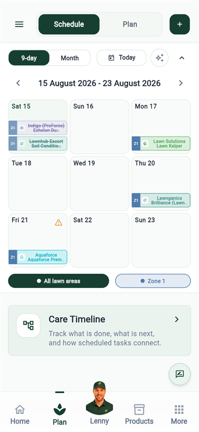 LawnNova nine-day treatment schedule